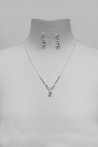 Simple rhinestone wedding necklace set
